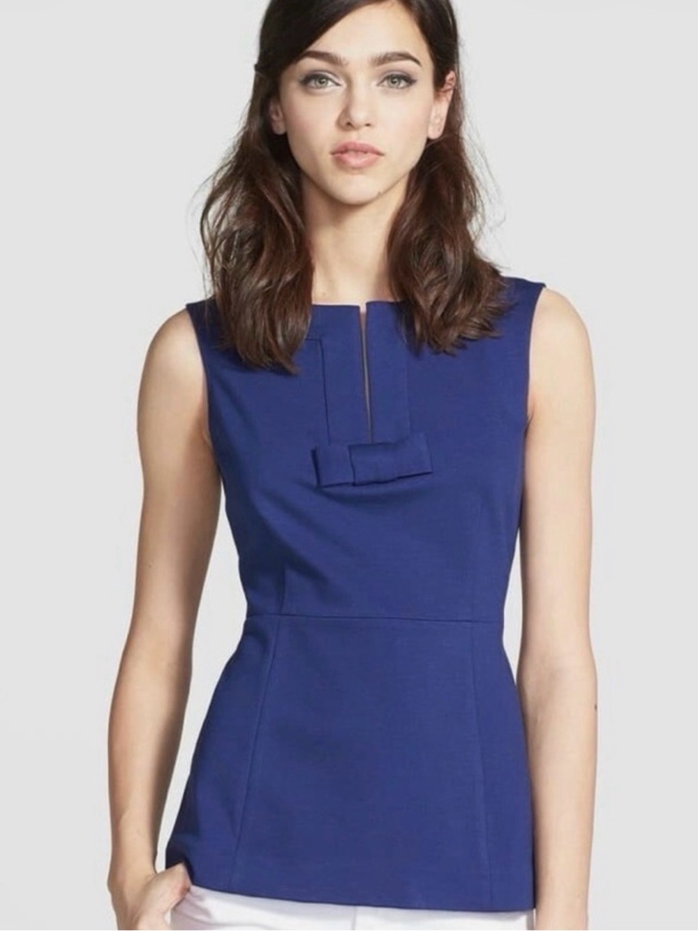 Kate Spade Luma Sleeveless Peplum Blue Blouse Size 4